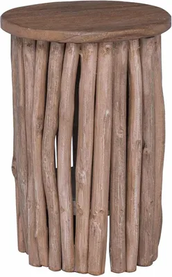Produktbild von Runder, rustikaler Hocker aus massivem Teakholz, 30 x 30 x 45 cm, geölt, als Sitzgelegenheit für Wohnzimmer oder Terrasse
