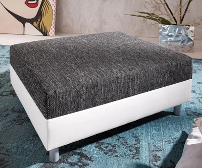 Produktbild von DELIFE Hocker Clovis B98 x T83 Weiss Schwarz Modul Strukturstoff