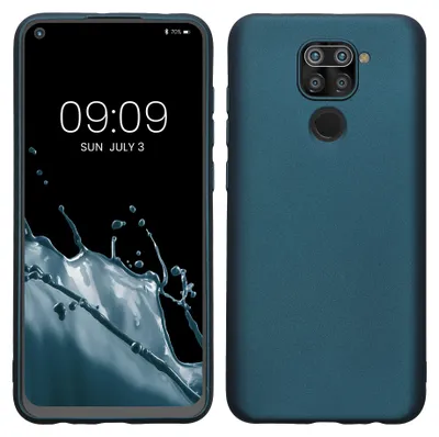 Produktbild von kwmobile Handyhülle für Xiaomi Redmi Note 9 Hülle - Silikon Case metallisch schimmernd - Schutzhülle Cover - Metallic Karibikblau