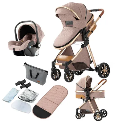 Image de Poussette - 3 en 1 - Poussette pliable pour bébés - Poussette auto pour nouveau-nés