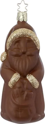 Produktbild von Christbaumschmuck Glas Weihnachtsmann 13cm mit Goldglitter Braun
