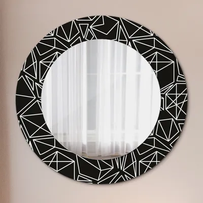 Produktbild von Ø50cm Moderné zrkadlo s potlačou - Montáž zrkadla na stenu - Spálňa - Geometrický vzor