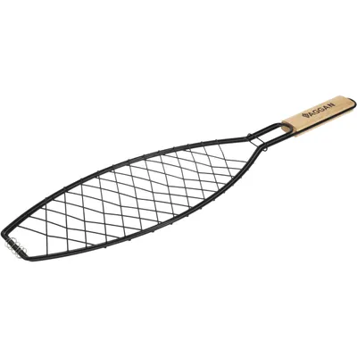 Immagine prodotto di Supporto per griglia per pesce Vaggan, metallo/legno, 35x14x58 cm, nero/marrone