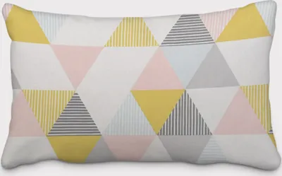 Produktbild von SCHÖNER LEBEN. Kissenhülle Brio Dreiecke Sorbet rosa senf blau grau Größe 30x50cm (HxB) 30x50cm (HxB) Größe