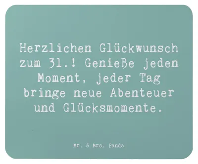 Produktbild von Mr. & Mrs. Panda Mauspad Spruch 31. Geburtstag - Meeresbrise - Geschenk, laptop, Herzlichen Glückwunsch, Meilenstein, Happy Birthday, Lebensfreude, Mousepad, Mouse Pad