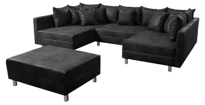 Produktbild von Wohnlandschaft Sofa Couch Ecksofa Eckcouch MF Vintage Anthrazit Minsk XXL