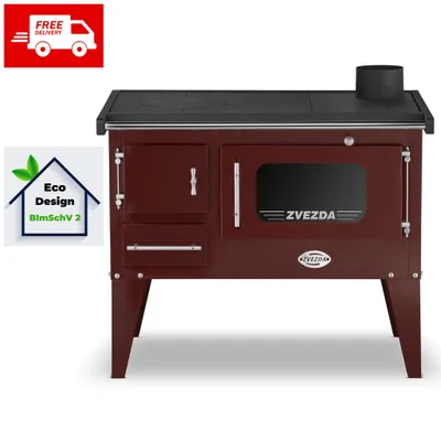 Produktbild von Küchenofen / Küchenhexe mit Backofen und Kochplatte Zvezda, Modell Narodna E Braun, Beine, Leistung 6.1 kW