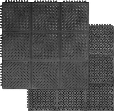Produktbild von Profil-Gummimatten Bodenmatte für Innen & Außen als Stecksystem mit Riffeloberfläche 92x92 cm
