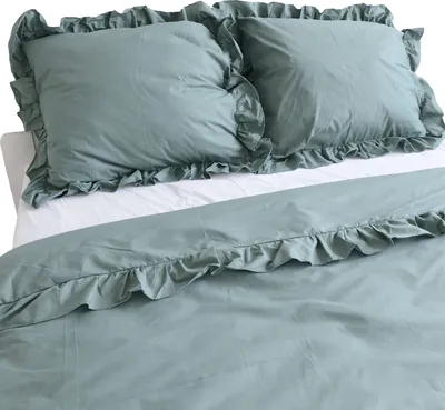 Zdjęcie produktu dla Poszewka Pościel Na Poduszkę Z Ozdobną Falbanką Boho Zieleń 70X80 Cm