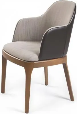 Zdjęcie produktu dla Fotel Krzesło Tapicerowane Nowoczesny Design Tekstylny Szary Jadalnia