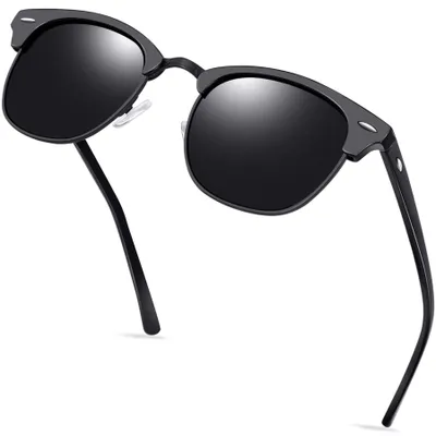 Produktbild von KANASTAL Polarisiert Sonnenbrille Herren Damen Halbrahmen Schwarz Grau