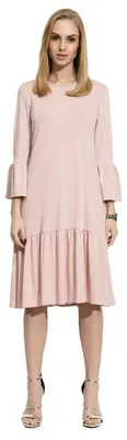 Produktbild von Damen Glockenkleid Kleid Elegant Langarm Mittellang; Puderrosa L