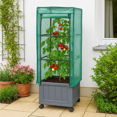 Produktbild von Pflanzkübel mit Rankgitter und Folienabdeckung Nessa 30x30 cm