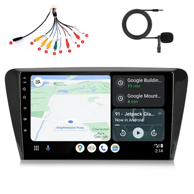 Image de Autoradio DAB+ 10 pouces sous Android avec CarPlay et Android Auto pour ŠKODA Octavia III 5E 2013-2018 : navigation GPS, Wi-Fi, Bluetooth, FM RDS, SWC, DSP et processeur quadricœur