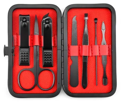 Immagine prodotto di Set per manicure in acciaio inossidabile, 7 pezzi, per mani, piedi e viso, con custodia da viaggio
