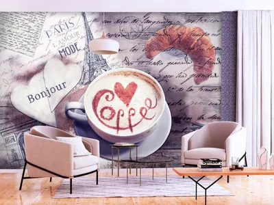 Produktbild von Vlies Fototapete Küche Kaffee 400x280 cm Tapeten Wandtapete XXL Vintage Paris Holzoptik j-C-0079-a-c