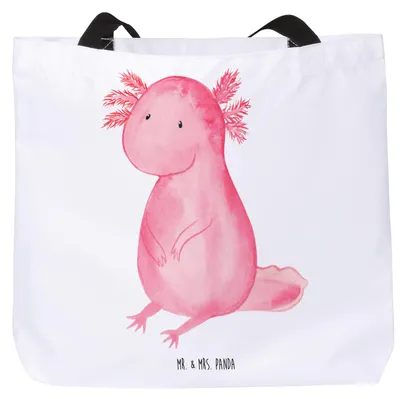 Produktbild von Mr. & Mrs. Panda Tote Bag Axolotl Niedlich - Weiß - Geschenk, Tasche, Strandtasche, Reisetasche, Lebensstil, Freundin, Liebe, Lebensweisheit, Schultasche, Laptoptasche