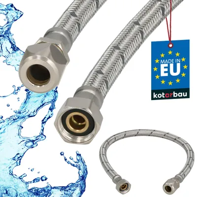 Produktbild von KOTARBAU® Flexschlauch 3/8 Zoll Wasserschlauch 50cm Panzerschlauch 3/8“x3/8“ ÜM x Quetsch Anschlussschlauch Armatur & Sanitär Schlauch Wasserhahn