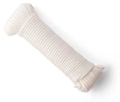 Obrázok produktu pre Nylonová šnúra (4 mm, 20 m, biela) – Pletená nylonová paracordová šnúra s pevnosťou v ťahu 275 kg