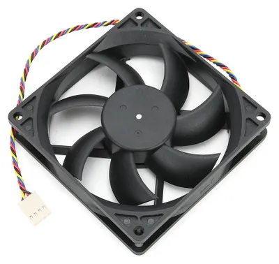 Obrázok produktu pre Ventilátor chladiča 12 V, 9 cm, 0,27 A, s dvojitými guľôčkovými ložiskami, 4-pinový, s PWM reguláciou teploty, chladič procesora pre skriňu