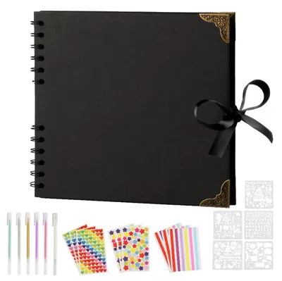 Fotoalbum 60 Seiten schwarz, 20,5x20,5 cm, DIY-Scrapbooking-Set