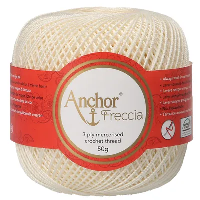 Produktbild von Anchor Freccia Stärke 8 4771008-06650 weiß Häkelgarn, 100 % Baumwolle