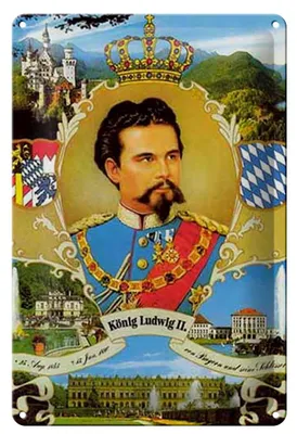 Produktbild von Blechschild Portrait 20x30cm Ludwig II König Bayern King