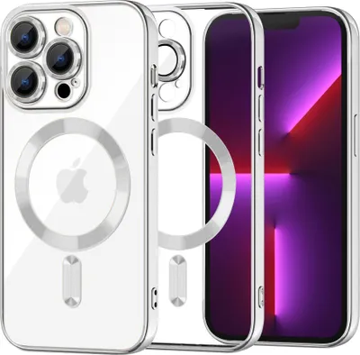 Produktbild von Techsuit Luxury Crystal Back Cover Hülle mit MagSafe für Apple iPhone 13 Pro - Silber