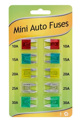 Produktbild von KFZ Mini Sicherungen 10-30 A 10 Stück Flachsicherungen Auto Motorrad Mini Flachstecksicherung Kunststoff Farbcodiert