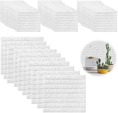 Image de Lot de 40 panneaux muraux 3D aspect pierre, autocollants, 35 x 38 cm, en PVC