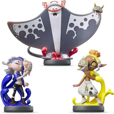 Three amiibo figures from the Splatoon video game series are displayed against a white background.
