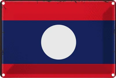 Produktbild von vianmo Blechschild 12x18 cm Laos Flagge Fahne Wappen