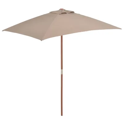 Zdjęcie produktu dla vidaXL Parasol z drewnianym drążkiem 150 x 200 cm Taupe