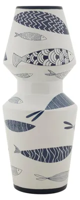 Imagen del producto de Florero Mauro Ferretti, diseño "Poisson-Double", diámetro 14 cm, altura 34 cm, color blanco y azul