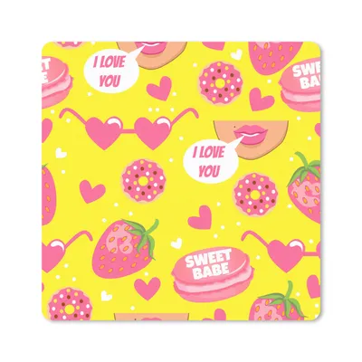 Produktbild von MuchoWow® Mauspad Mousepad Lebensmittel - Muster - Rosa 30x30 cm - Mousepads - Maus Mat - Pad - Mausunterlage - Gaming
