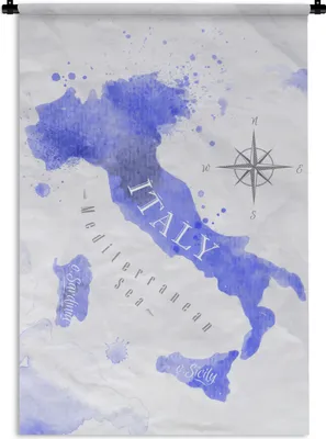 Produktbild von MuchoWow® Wandteppich Wandbehang Karten - Aquarell - Italien 90x135 cm Tapisserie Dekoration Wandtuch - Baumwolle - Wandskulptur