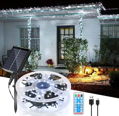 Obrázek produktu pro Clanmacy 50M 500 LED solární víla světla IP44 8 modů vnitřní venkovní ChristmasParty zahrada svatba vodotěsné osvětlení dekorace studená bílá