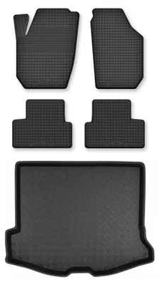 Productafbeelding van Rubberen automatten + kofferbakmat voor Volvo V60 I 2011-2017 (stationwagen) – 5-delig, zwart, op maat – Wielganizator Semi-Universal