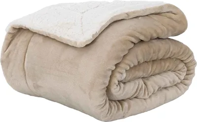 Zdjęcie produktu dla vidaXL Koc narzuta Beżowy 240 x 270 cm Polar