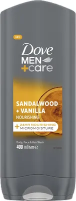 Immagine prodotto di Gel doccia nutriente Uomo+Care Sandalo e Vaniglia (lavaggio corpo, viso e capelli), 400 ml