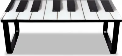Produktbild von vidaXL Couchtisch mit Glasplatte Klavier-Aufdruck