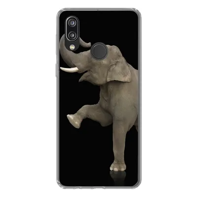 Produktbild von MuchoWow® Handyhülle Schutzhülle Hülle für Huawei P20 Lite (2020) Elefant - Tiere - Schwarz - Porträt Silikon Softcase Handy Hülle - Kartenhalter