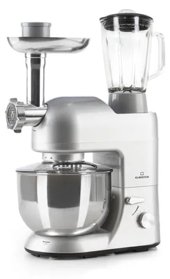 Obrázek produktu pro Klarstein hnětač, kuchyňský robot, 1800 W stroj na těsto, malý, 6 úrovní, šlehací metla, hnětací hák a hák na těsto, 5l mísa, planetární mixér, míchací stroj s mixérem, kuchyňský robot s 5l miskou
