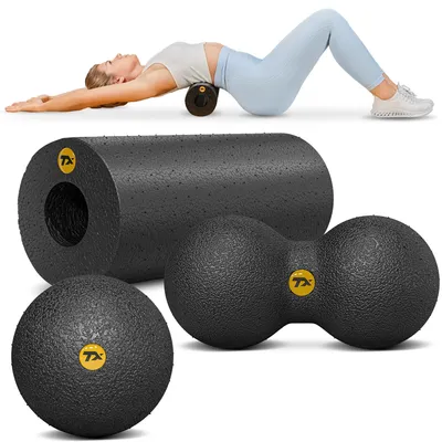 Produktbild von TREX SPORT Faszienrolle Massageball 3er Set TX-035EPS | EPP Massagerolle, Massagebälle | Triggerpunkt, Rückenmassage, Selbstmassage, mit Tragetasche