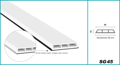 Produktbild von Glassprossen PVC weiß 1-2m - Weichlippen grau & schwarz, selbstklebend - HJ