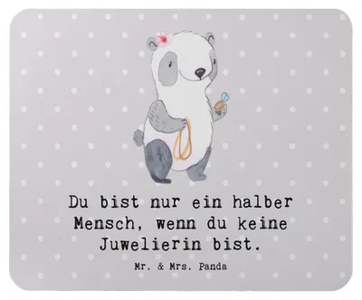 Produktbild von Mr. & Mrs. Panda Mauspad Juwelierin Herz - Grau Pastell - Geschenk, laptop mousepad, mousematte, Schmuckgeschäft, Eröffnung, pc, Spruch, Mouse Pad, Lustig