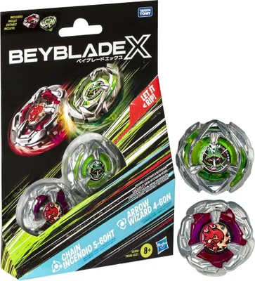Obrázek produktu pro Beyblade X Chain Incendio 5-60HT & Arrow Wizard 4-60N, Bojující káča, 8 rok/roky