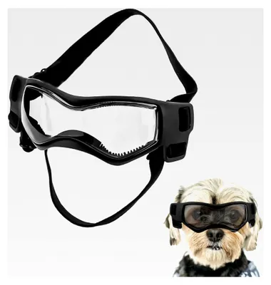 Produktbild von Hundesonnenbrille für kleine Hunde, winddicht und beschlagfrei, verstellbar, Augenschutz für Haustiere (Schwarz)