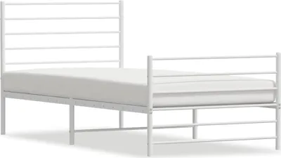 Produktbild von vidaXL Bettgestell mit Kopf- und Fußteil Metall Weiß 100x190 cm