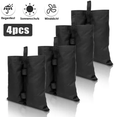 Produktbild von Yakimz 4X Pavillon Sandsäcke Standfuß Gewichte Set Waterproof schwarz – mit Sand, Splitt, Kies etc. befüllbar Füllvolumen pro Stück ca. 11.5 kg robust Outdoor-Sandsack